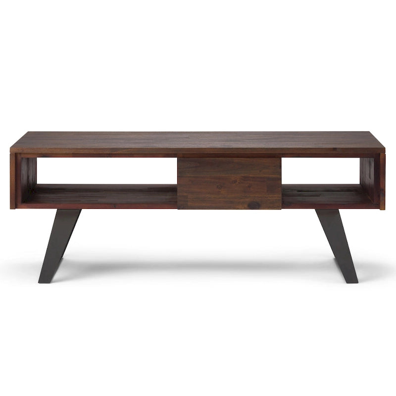 Table basse moderne rectangulaire WYNDENHALL Mitchell en BOIS MASSIF et métal, 48 pouces de large - 48 L x 22 P x 18 H