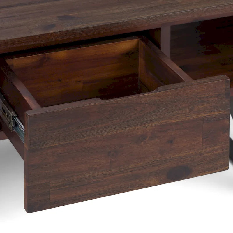 Table basse moderne rectangulaire WYNDENHALL Mitchell en BOIS MASSIF et métal, 48 pouces de large - 48 L x 22 P x 18 H
