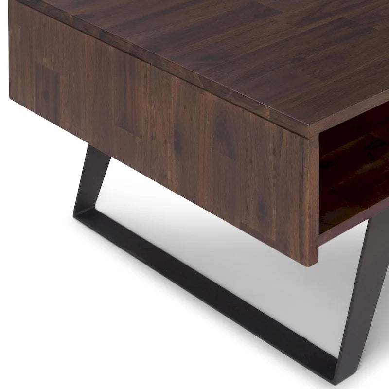Table basse moderne rectangulaire WYNDENHALL Mitchell en BOIS MASSIF et métal, 48 pouces de large - 48 L x 22 P x 18 H