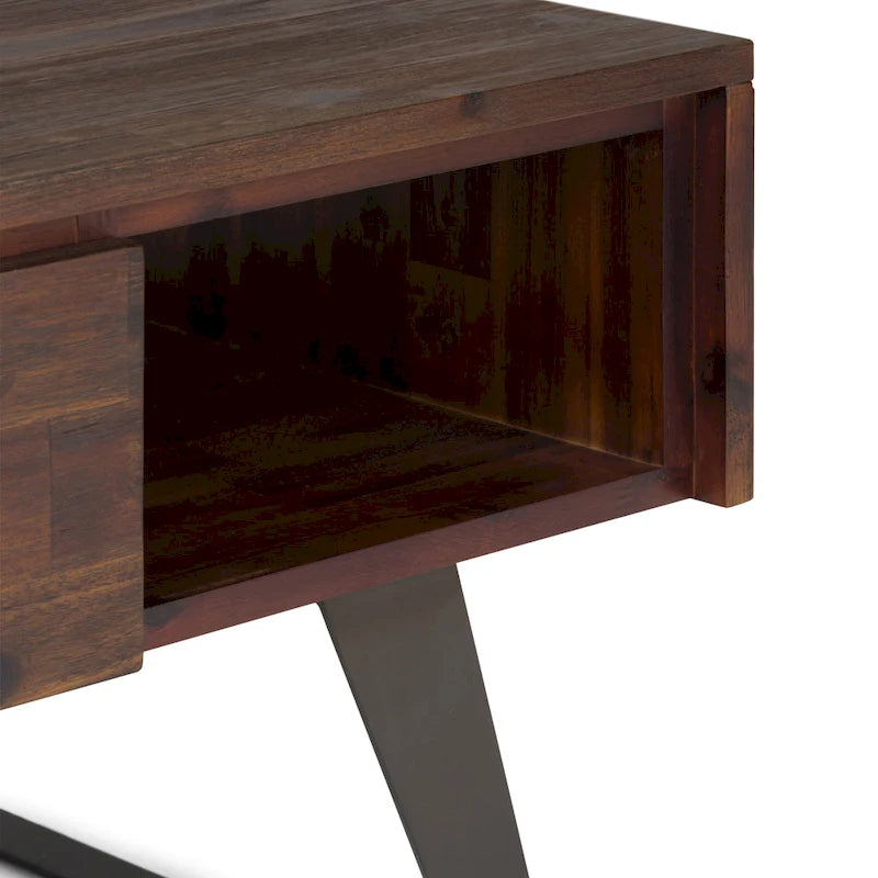 Table basse moderne rectangulaire WYNDENHALL Mitchell en BOIS MASSIF et métal, 48 pouces de large - 48 L x 22 P x 18 H