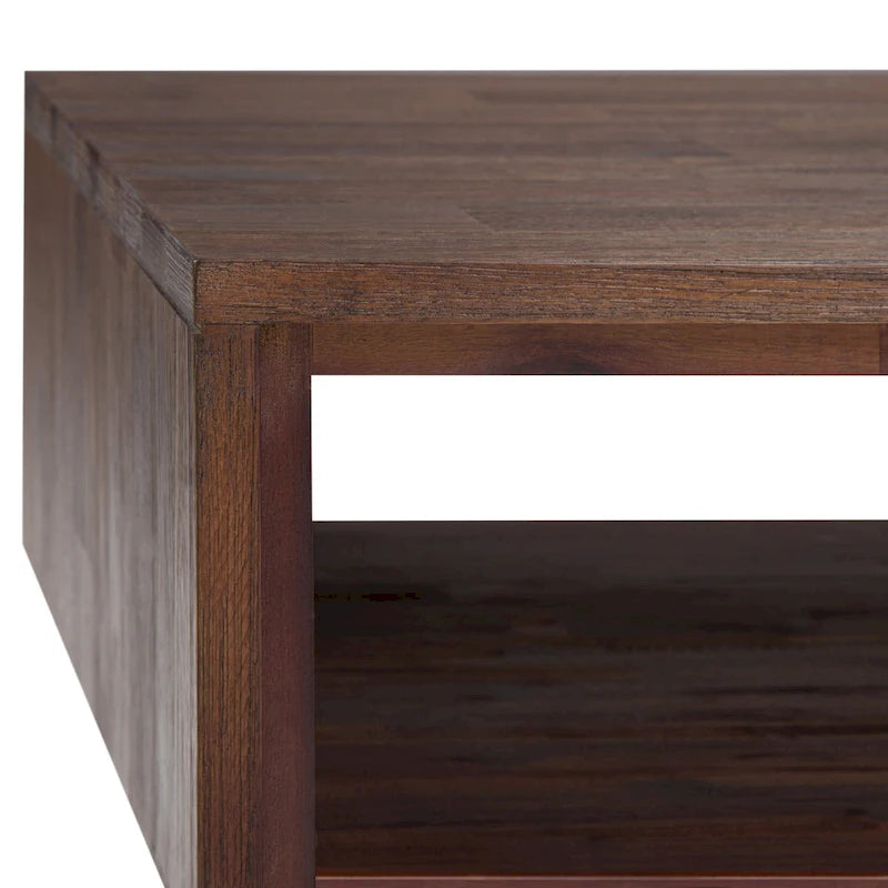 Table basse moderne rectangulaire WYNDENHALL Mitchell en BOIS MASSIF et métal, 48 pouces de large - 48 L x 22 P x 18 H