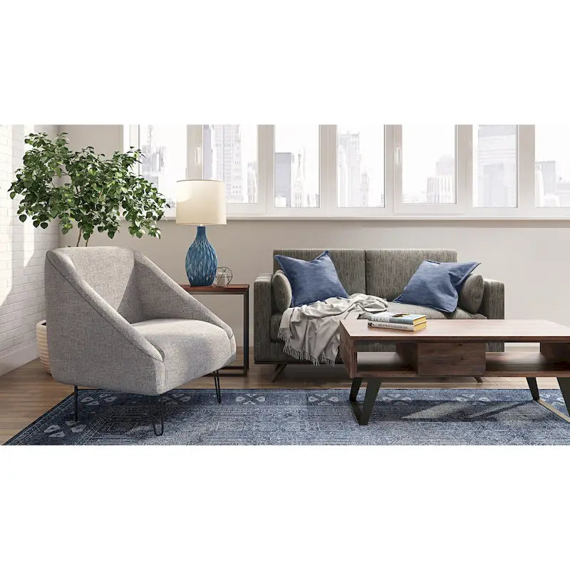 Table basse moderne rectangulaire WYNDENHALL Mitchell en BOIS MASSIF et métal, 48 pouces de large - 48 L x 22 P x 18 H
