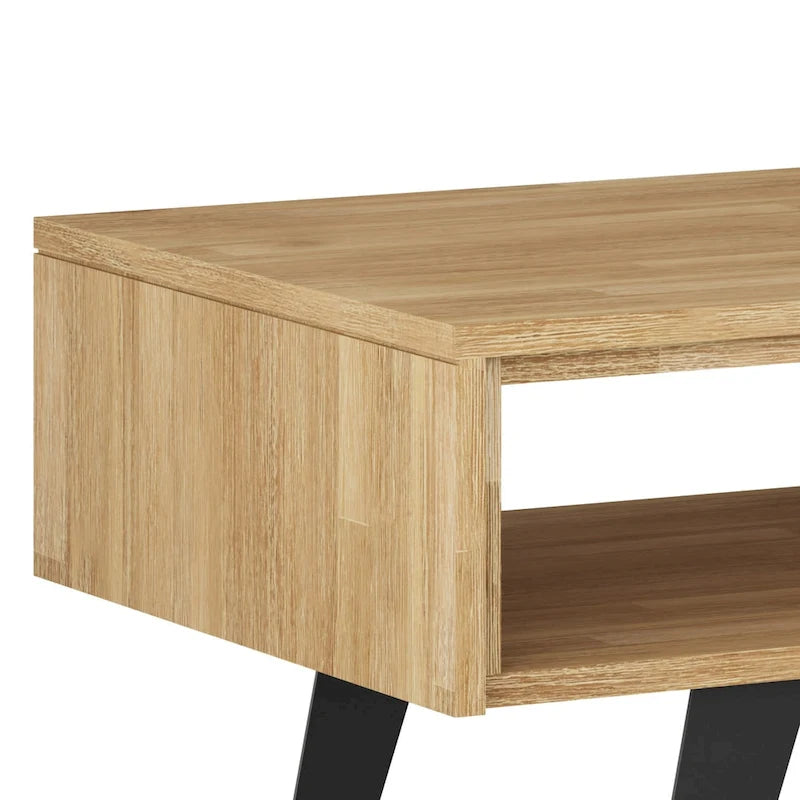 Table basse moderne rectangulaire WYNDENHALL Mitchell en BOIS MASSIF et métal, 48 pouces de large - 48 L x 22 P x 18 H