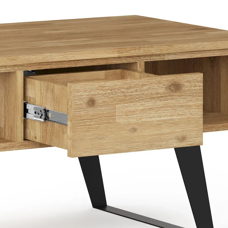 Table basse moderne rectangulaire WYNDENHALL Mitchell en BOIS MASSIF et métal, 48 pouces de large - 48 L x 22 P x 18 H