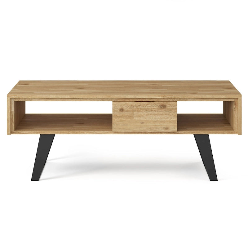 Table basse moderne rectangulaire WYNDENHALL Mitchell en BOIS MASSIF et métal, 48 pouces de large - 48 L x 22 P x 18 H