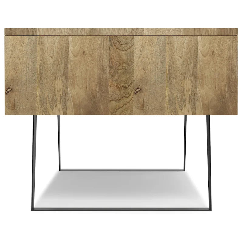 Table basse moderne rectangulaire WYNDENHALL Mitchell en BOIS MASSIF et métal, 48 pouces de large - 48 L x 22 P x 18 H