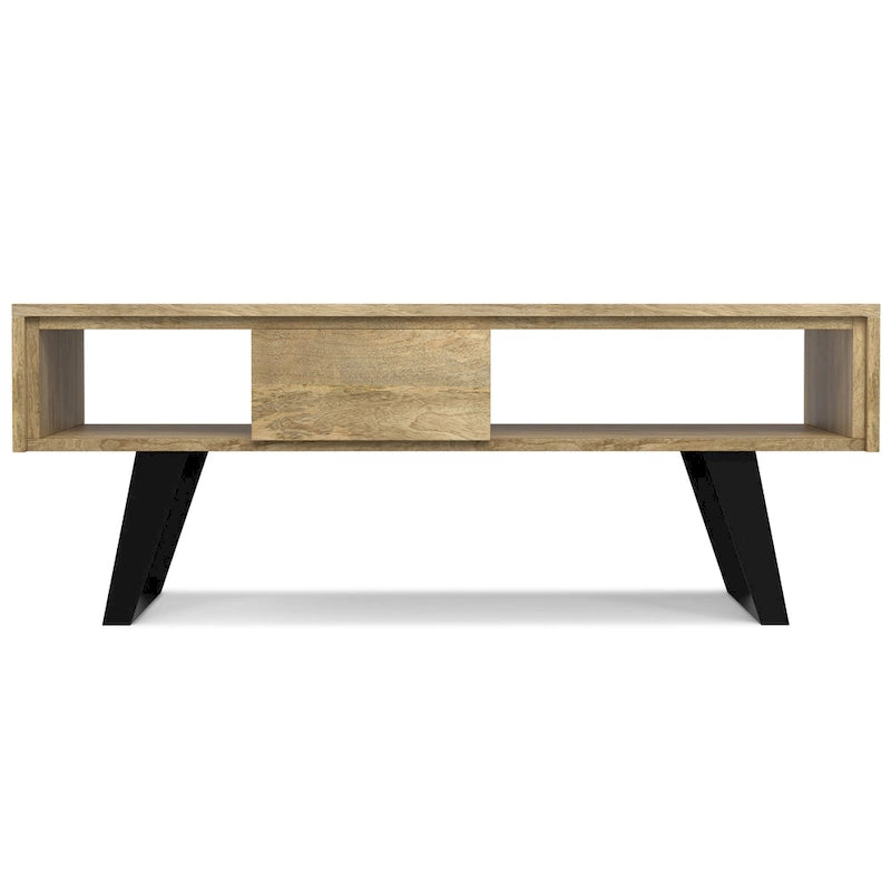 Table basse moderne rectangulaire WYNDENHALL Mitchell en BOIS MASSIF et métal, 48 pouces de large - 48 L x 22 P x 18 H