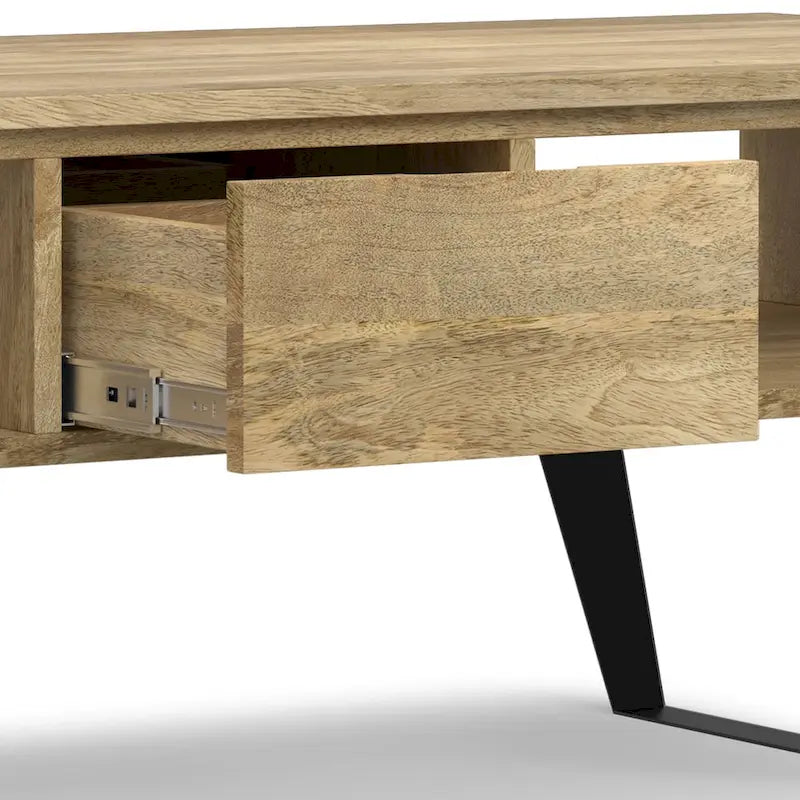 Table basse moderne rectangulaire WYNDENHALL Mitchell en BOIS MASSIF et métal, 48 pouces de large - 48 L x 22 P x 18 H