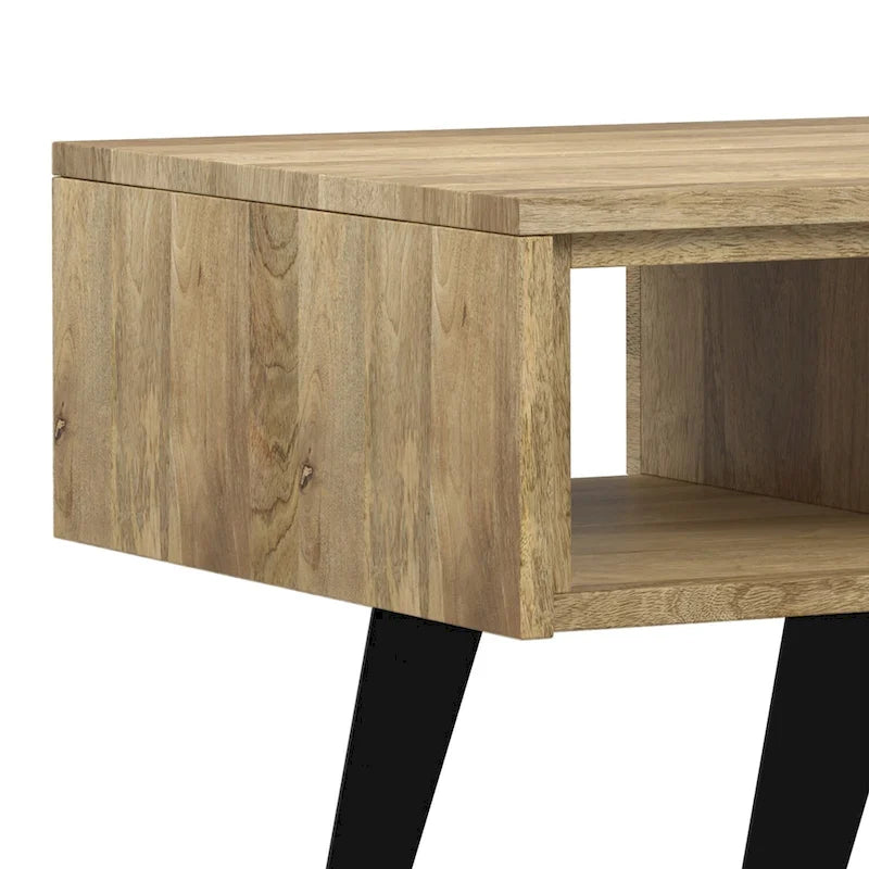 Table basse moderne rectangulaire WYNDENHALL Mitchell en BOIS MASSIF et métal, 48 pouces de large - 48 L x 22 P x 18 H