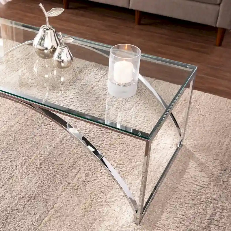 Table basse en verre argenté contemporaine SEI Furniture Stene