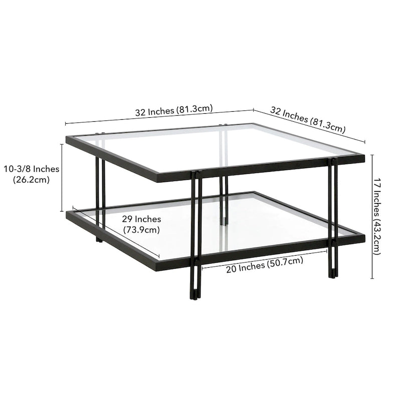 Table basse Inez en acier et verre au design moderne