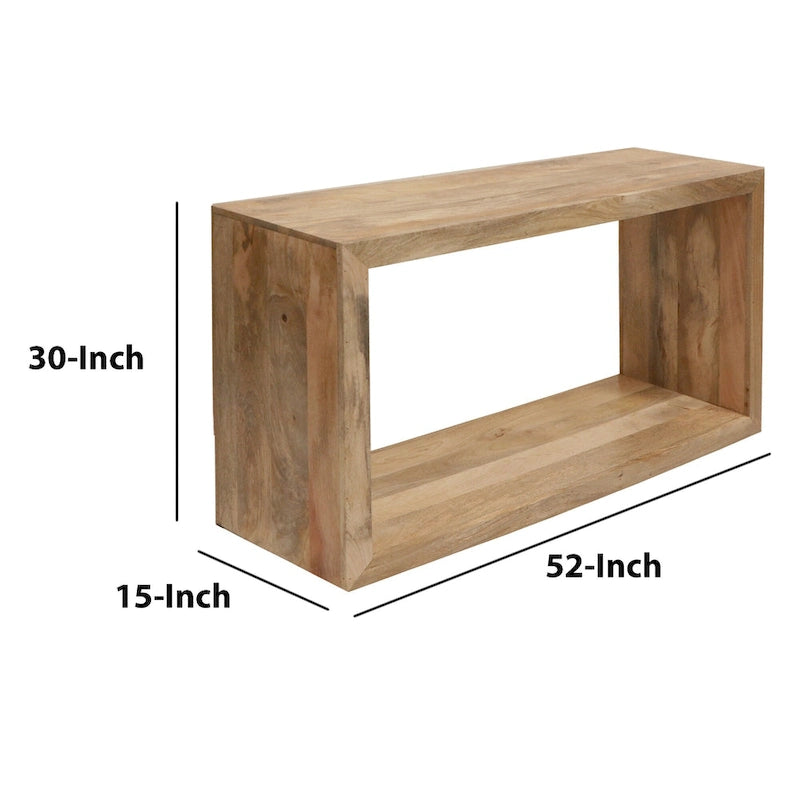 Console Keli en bois de manguier de 132 cm avec cubes ouverts et 1 étagère