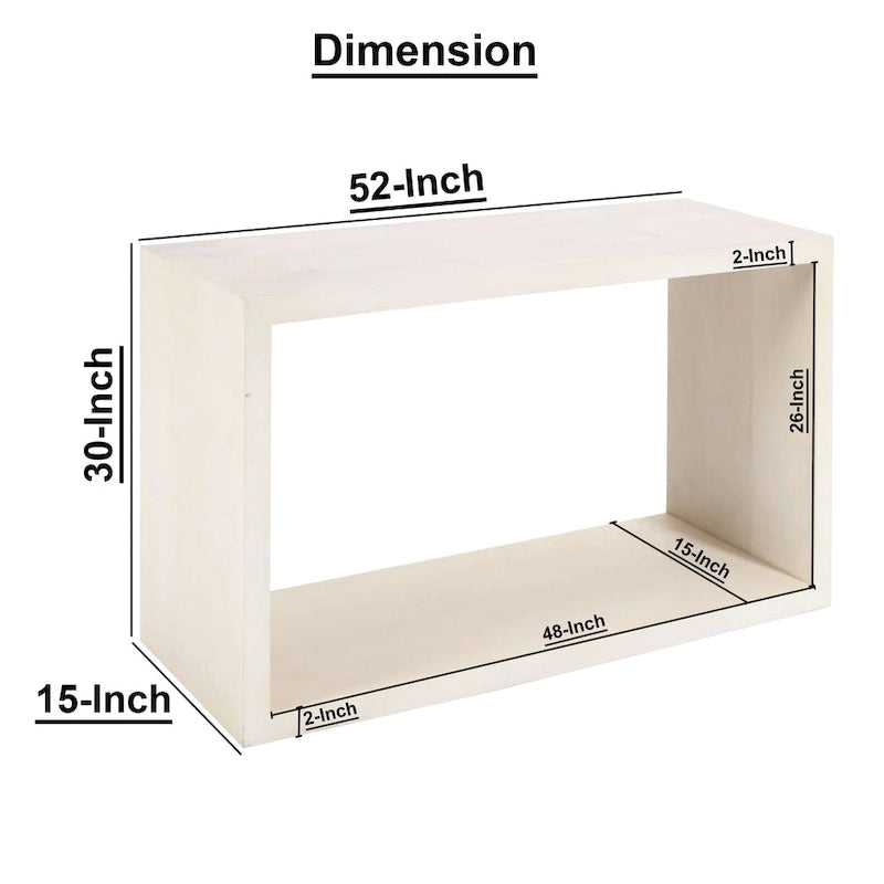 Console Keli en bois de manguier de 132 cm avec cubes ouverts et 1 étagère