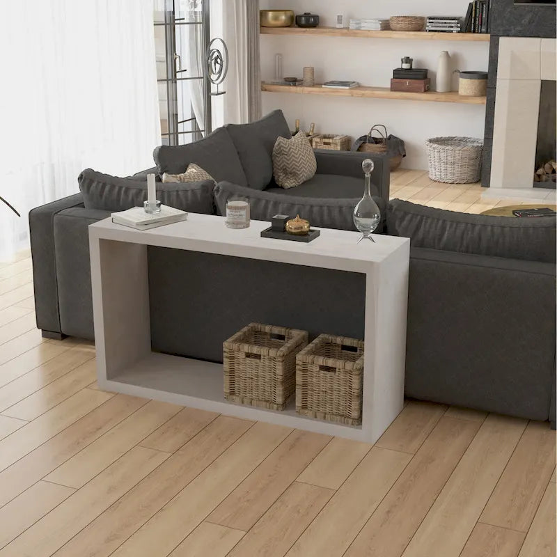 Console Keli en bois de manguier de 132 cm avec cubes ouverts et 1 étagère