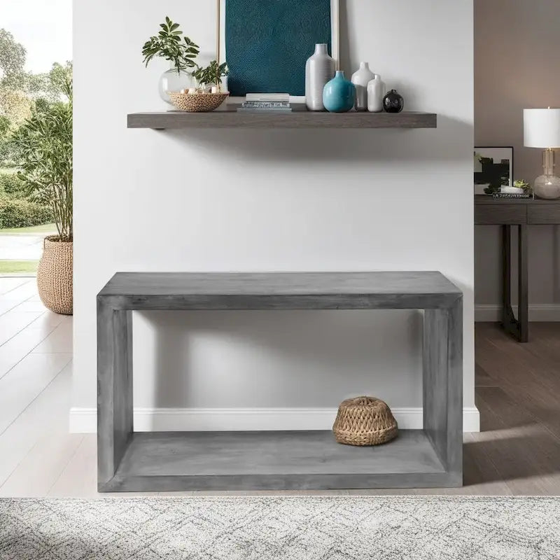 Console Keli en bois de manguier de 132 cm avec cubes ouverts et 1 étagère
