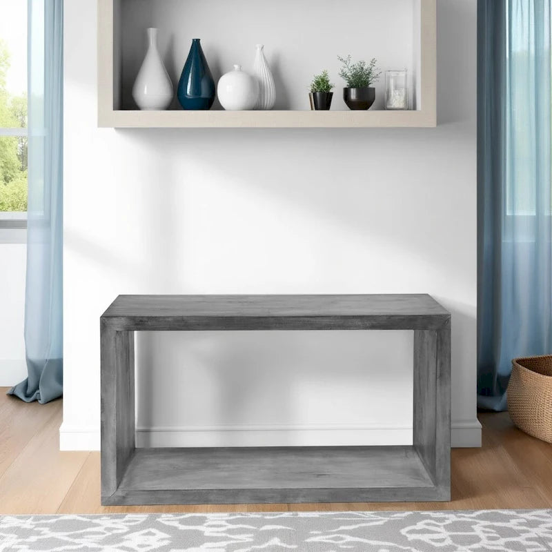Console Keli en bois de manguier de 132 cm avec cubes ouverts et 1 étagère
