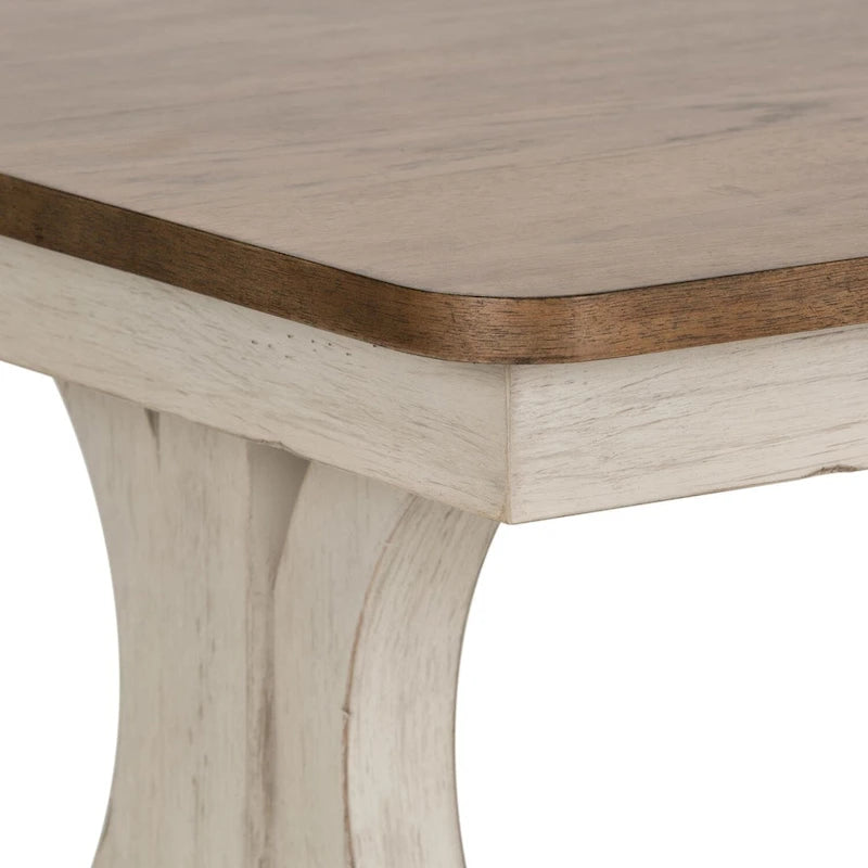 Table basse rectangulaire Farmhouse Reimagined blanc antique avec plateau couleur châtaigne