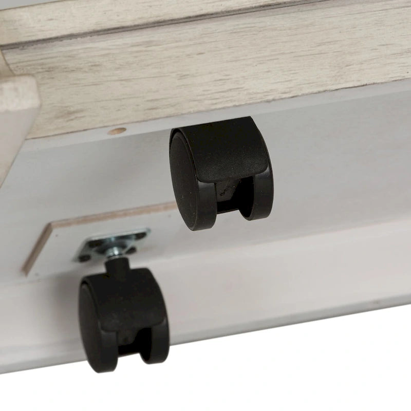 Table basse rectangulaire Farmhouse Reimagined blanc antique avec plateau couleur châtaigne