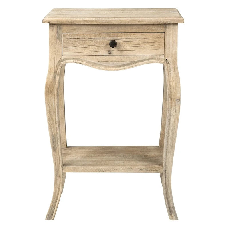 Table d'appoint en bois massif naturel non fini avec tiroir par East at Main