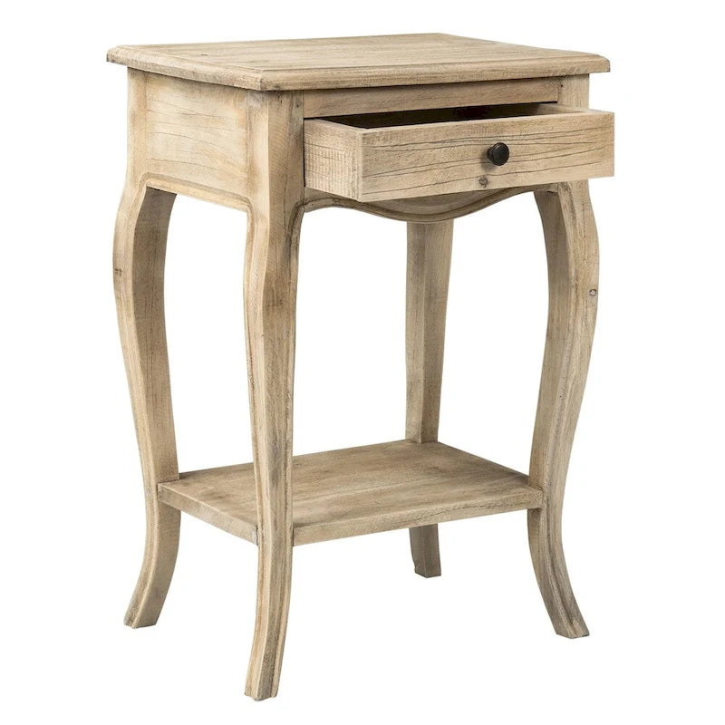 Table d'appoint en bois massif naturel non fini avec tiroir par East at Main