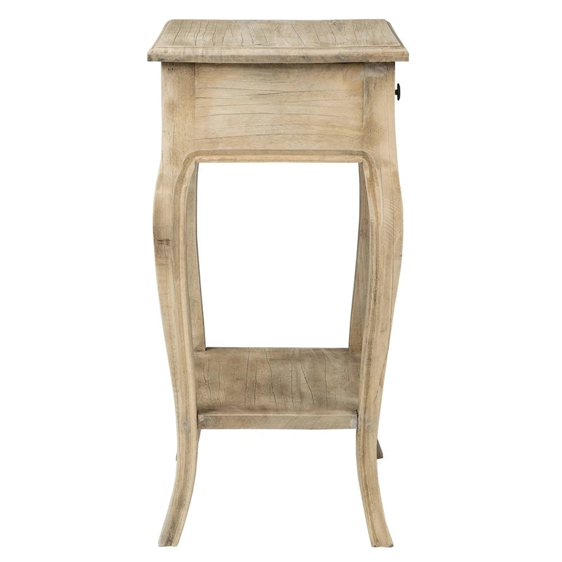 Table d'appoint en bois massif naturel non fini avec tiroir par East at Main