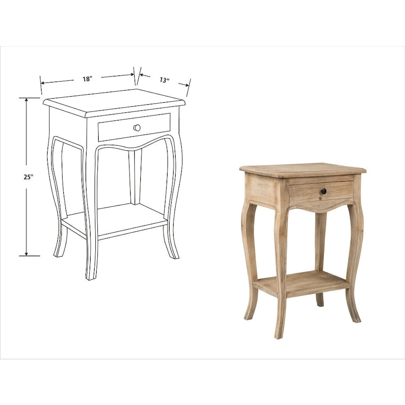 Table d'appoint en bois massif naturel non fini avec tiroir par East at Main
