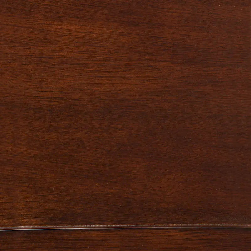Table basse de salon en bois massif de style contemporain, légèrement arrondie, marron foncé