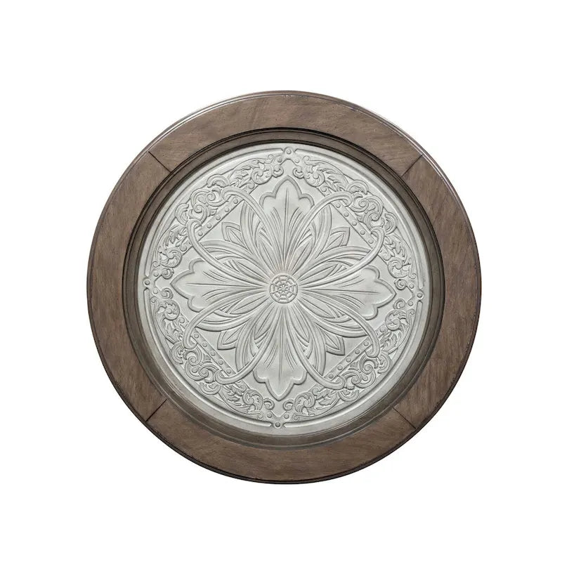Table basse ronde Heartland Antique White & Tobacco avec carreaux de plafond