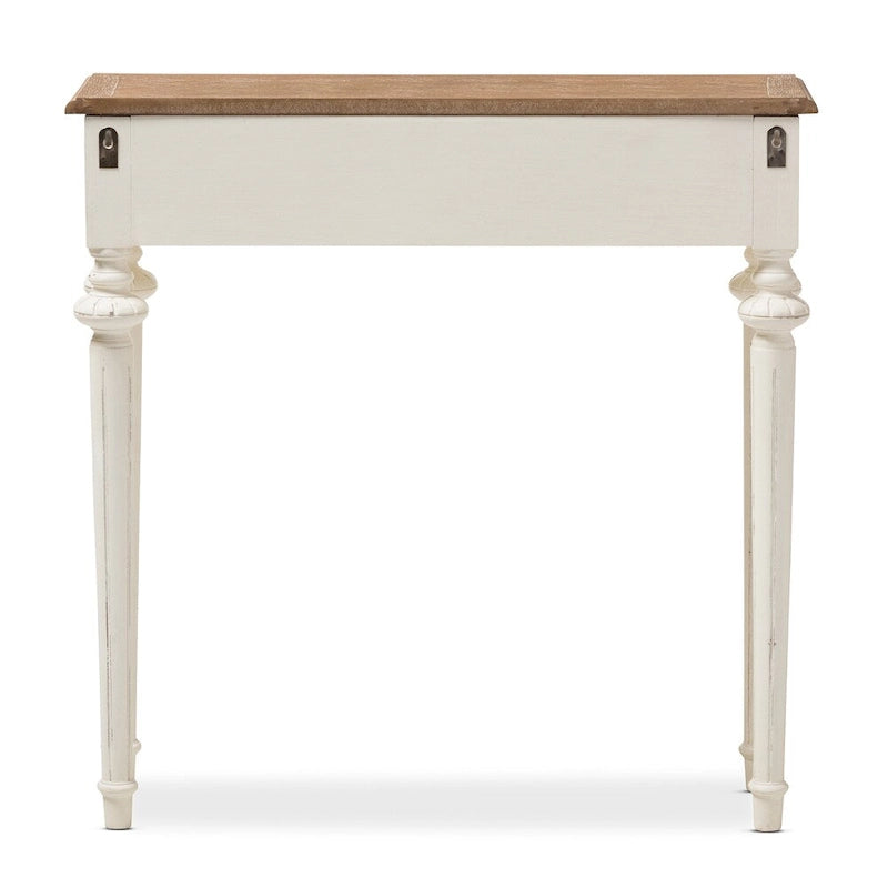 Console en bois de style provincial français Keene The Gray Barn avec finition délavée chêne et blanc vieilli