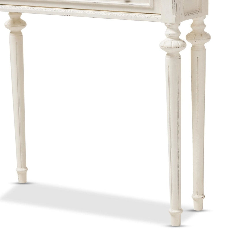 Console en bois de style provincial français Keene The Gray Barn avec finition délavée chêne et blanc vieilli