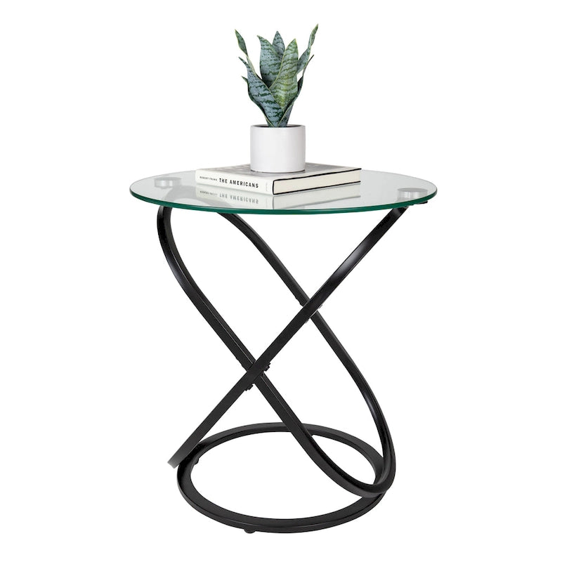 Table d'appoint ronde en verre trempé Danya B Galaxy