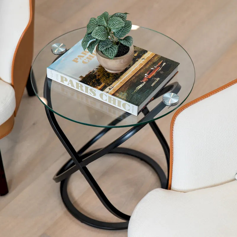 Table d'appoint ronde en verre trempé Danya B Galaxy