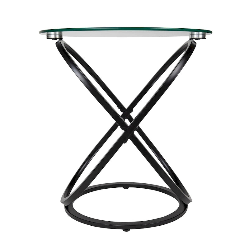 Table d'appoint ronde en verre trempé Danya B Galaxy
