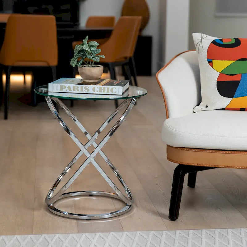 Table d'appoint ronde en verre trempé Danya B Galaxy