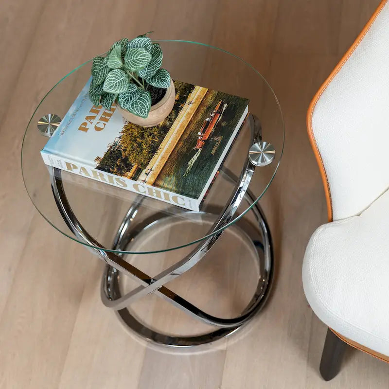 Table d'appoint ronde en verre trempé Danya B Galaxy