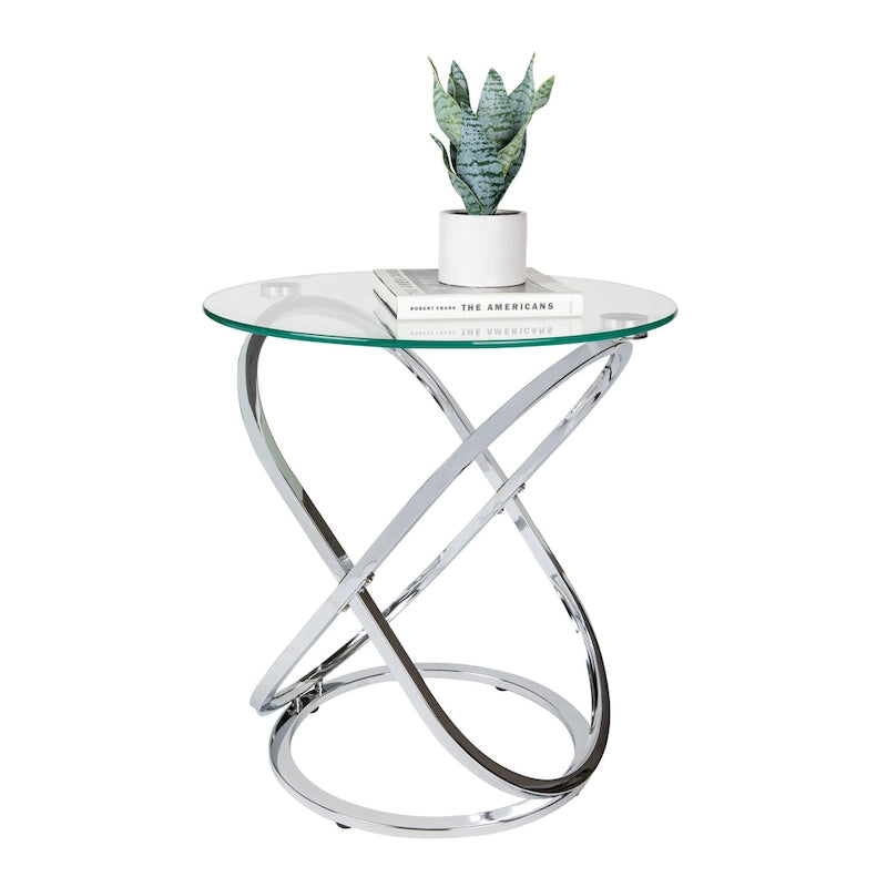 Table d'appoint ronde en verre trempé Danya B Galaxy
