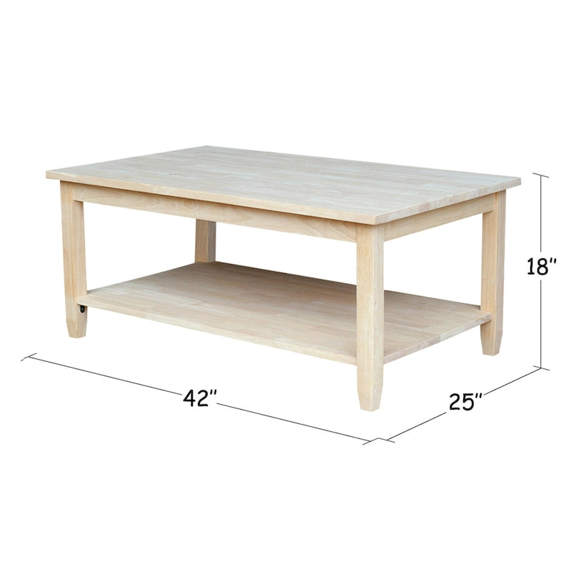Table basse Solano en bois d'hévéa massif non fini