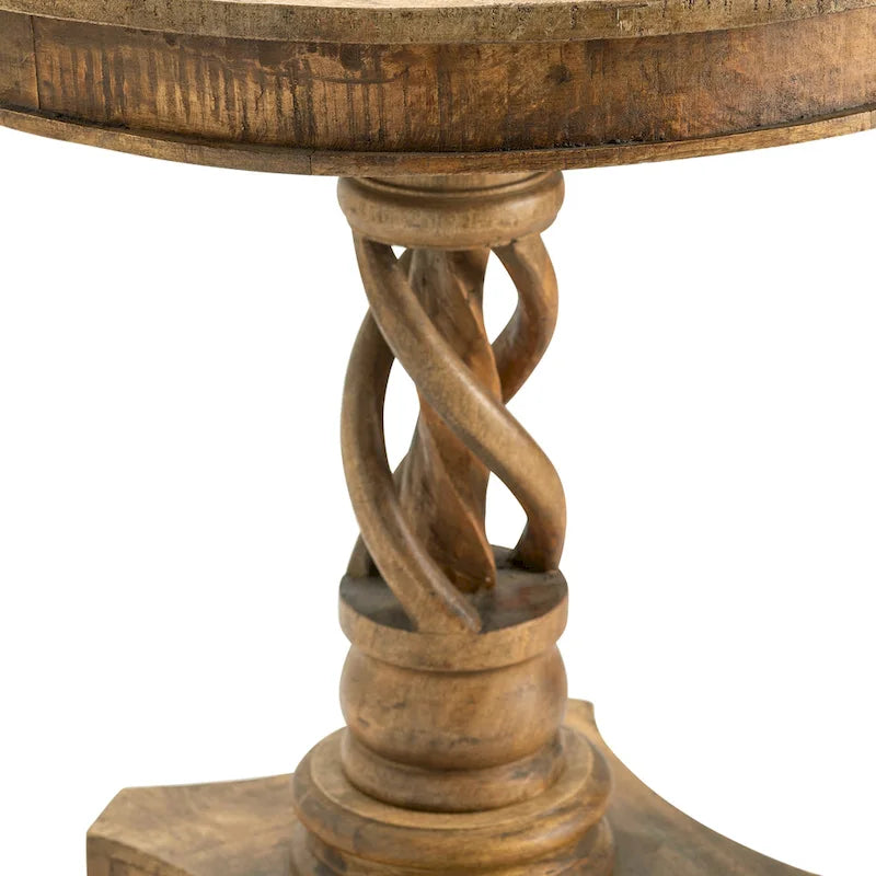 Table d'appoint torsadée en bois de manguier Bengal Manor - 30 Rnd x 30 H