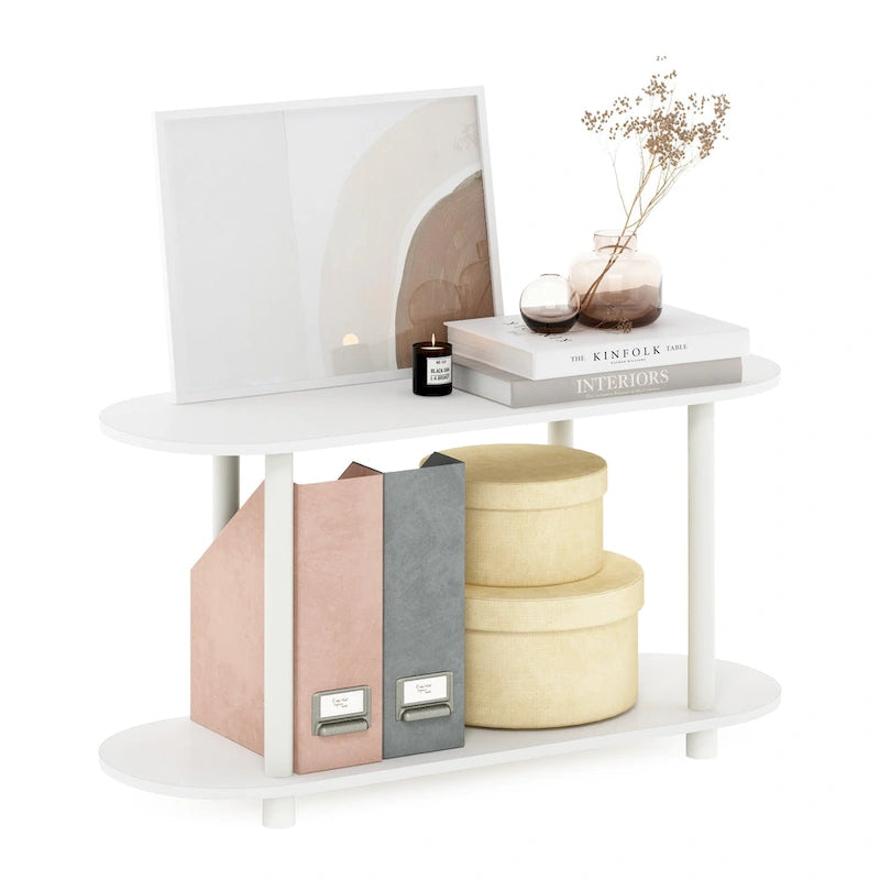 Table d'appoint ovale moderne Furinno Turn-N-Tube sans outils