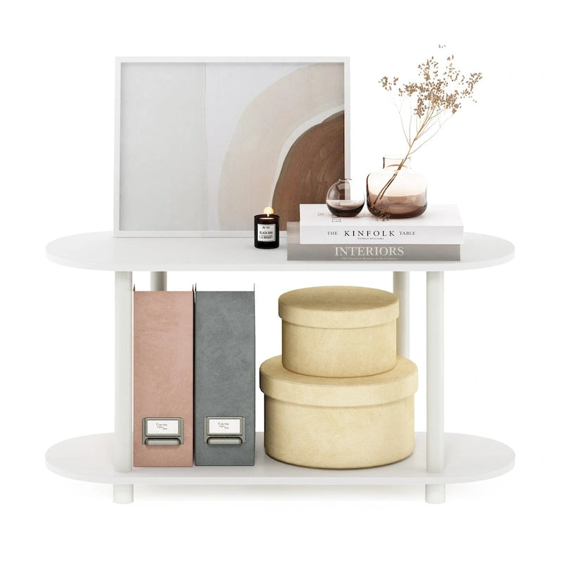 Table d'appoint ovale moderne Furinno Turn-N-Tube sans outils
