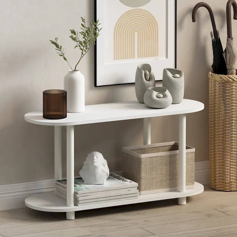Table d'appoint ovale moderne Furinno Turn-N-Tube sans outils