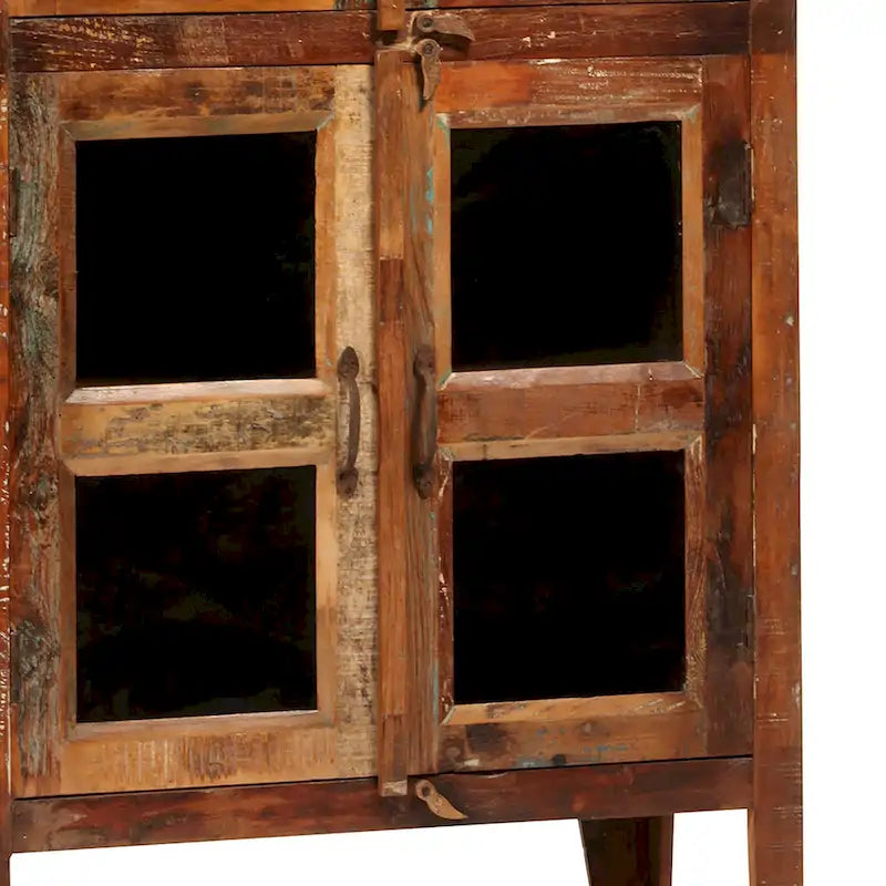 Armoire de rangement Journee de 213 cm de haut en bois de manguier recyclé peint aspect vieilli et verre