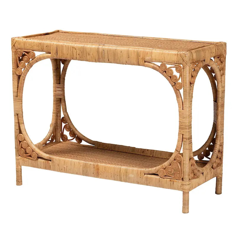 Table console en rotin miel clair bali & pari Ramona Modern Bohemian