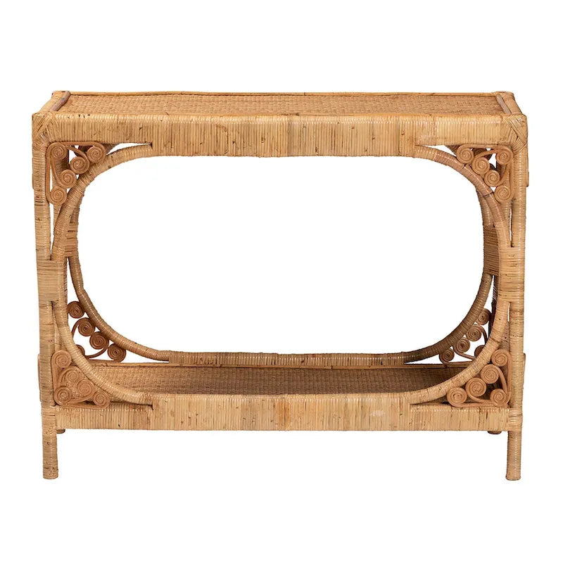 Table console en rotin miel clair bali & pari Ramona Modern Bohemian