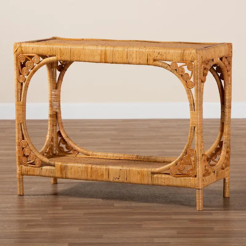 Table console en rotin miel clair bali & pari Ramona Modern Bohemian