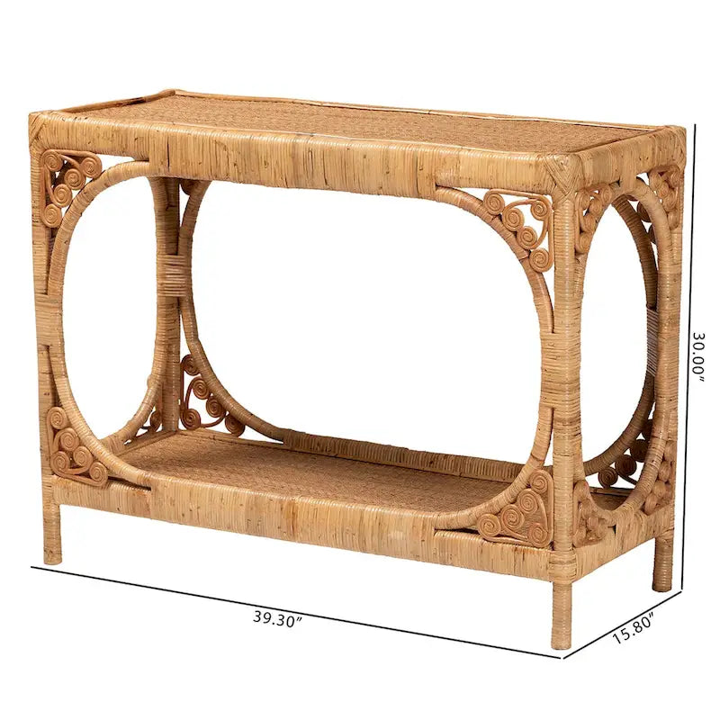 Table console en rotin miel clair bali & pari Ramona Modern Bohemian