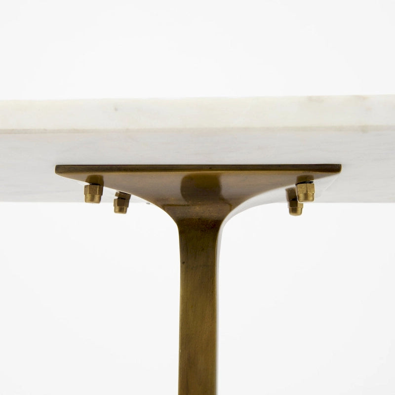 Table d'appoint rectangulaire Preston avec plateau en marbre blanc et base en métal doré - 17,3L x 11,3P x 22,8H