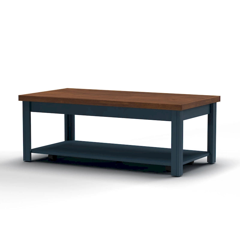 Table basse Bridgevine Home Nantucket 48 pouces, aucun assemblage requis, denim bleu et whisky