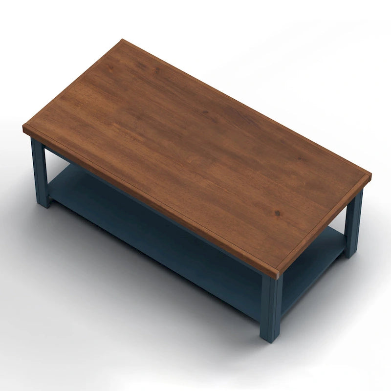 Table basse Bridgevine Home Nantucket 48 pouces, aucun assemblage requis, denim bleu et whisky