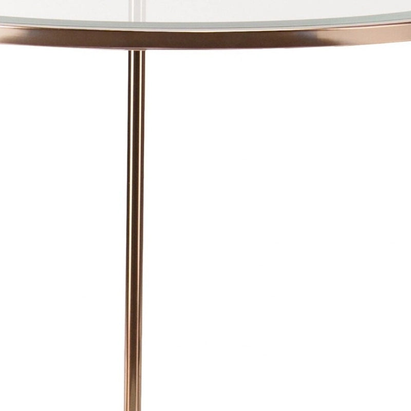 HomeRoots Table d'appoint ronde avec étagère en verre et fer doré 26 - 24,25x24,25x26,25